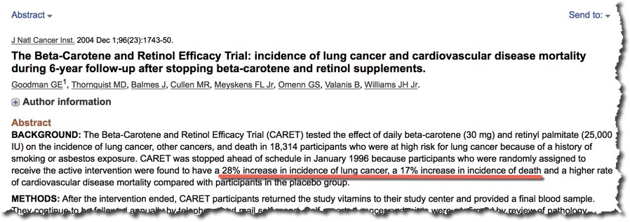 Abstract of beta-carotene and Retinol efficacy trial (CARET)