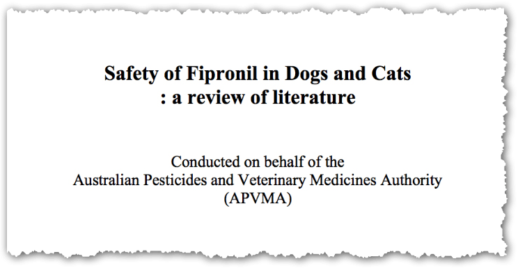 review of Frontline Plus side effects and the safety literature on fipronil was done on behalf of the Australian Pesticides and Veterinary Medicines Authority (APVMA)