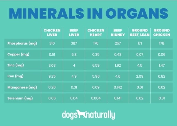 Minerals in organ meats